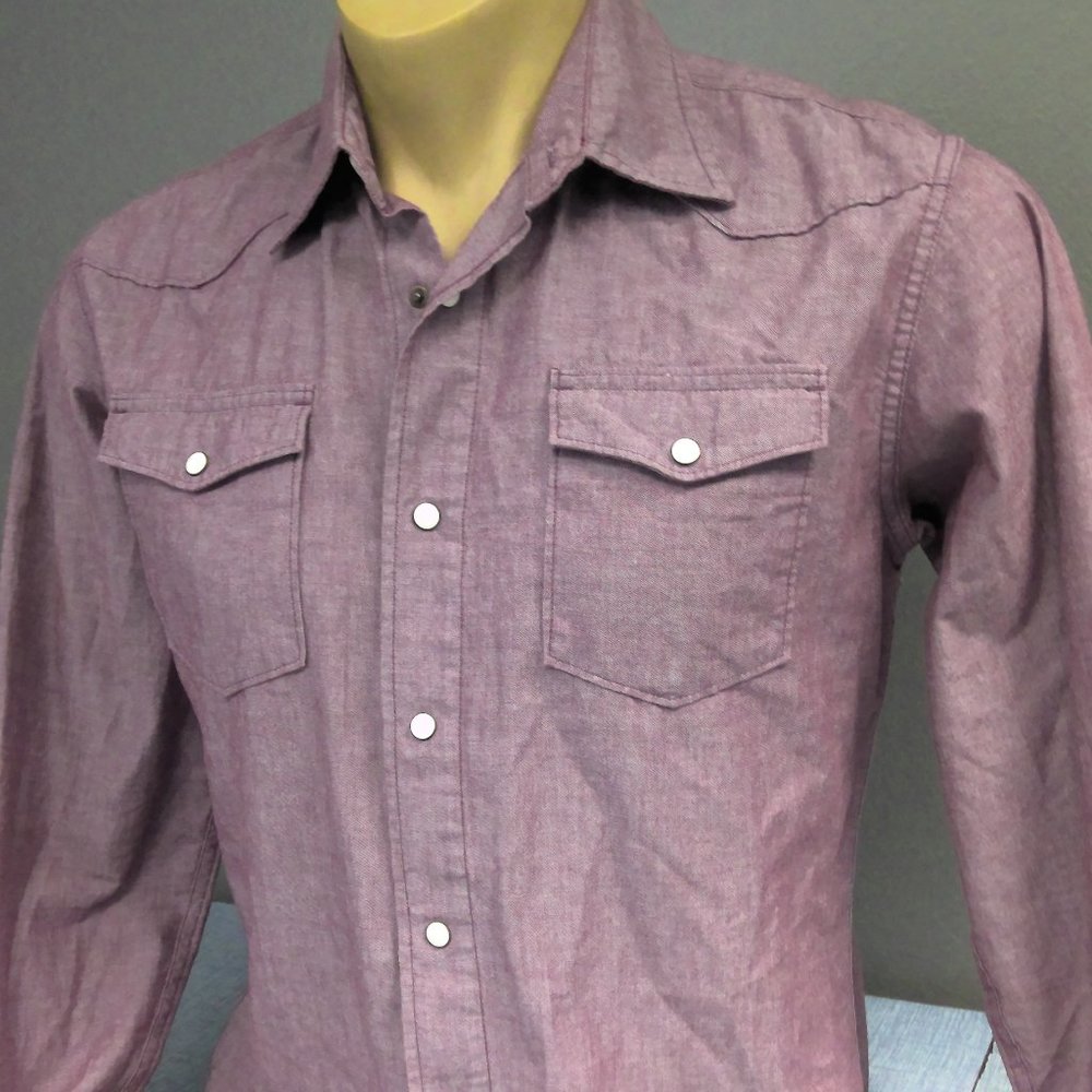 Wrangler Western RED Pearl Snap Shirt Long Sleeve Men's Medium